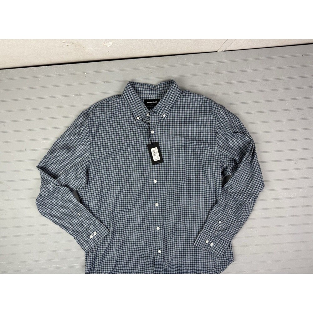 Bonobos Size XXL Mens Shirt Long Sleeve Button Up Blue Molberg Plaid